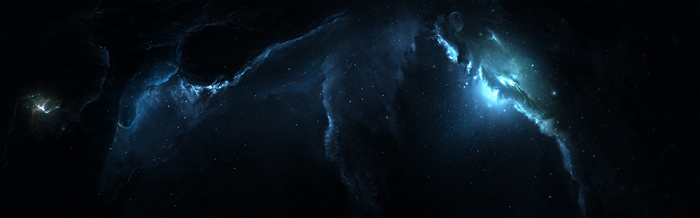 Blue and green nebula in deep space