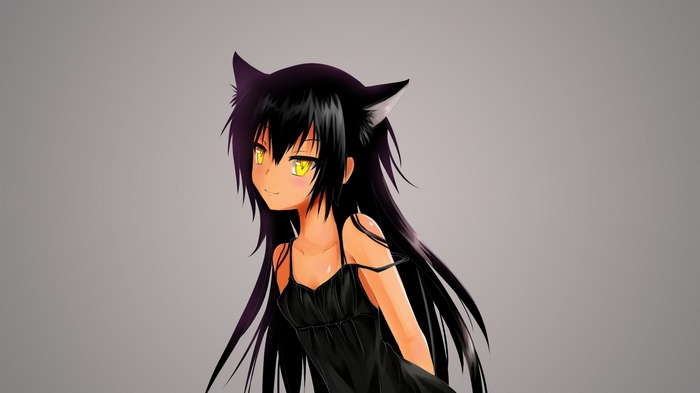 Master Nemesis , animal ears, yellow eyes, nekomimi, anime girls, simple background, To Love-ru