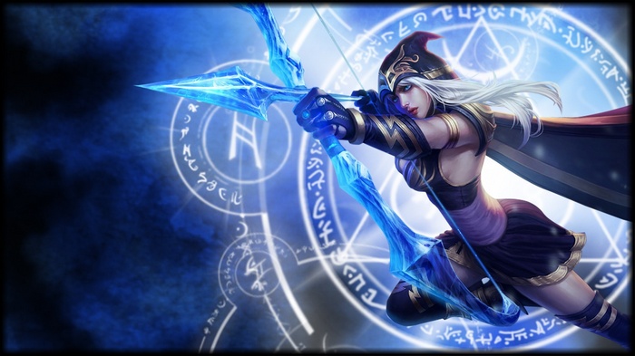 Ashe from League of Legends with a magical bow