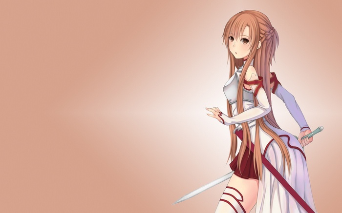 Asuna Yuuki from Sword Art Online with a sword