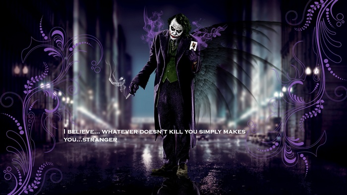 The Joker from The Dark Knight with a quote