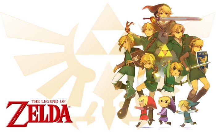 The Legend of Zelda: Multiple Links and Triforce Symbol