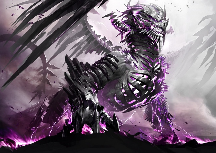 Guild Wars 2 Dragon with Purple Lightning