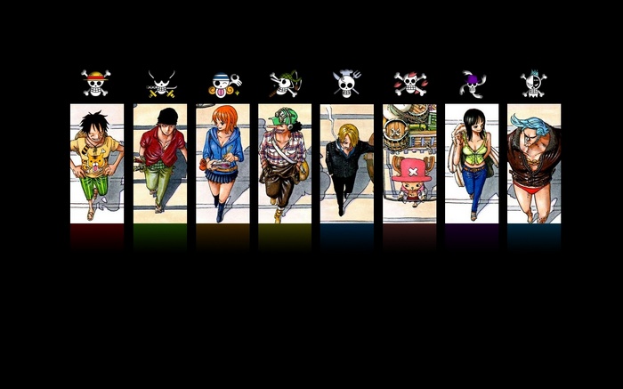 Sanji, Tony Tony Chopper, Frankie, Usopp, anime girls, Nami, anime boys, One Piece, collage, anime, Roronoa Zoro, Nico Robin, Jolly Roger, Monkey D. Luffy