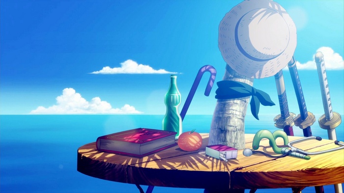 One Piece Straw Hat Pirates Items on a Table