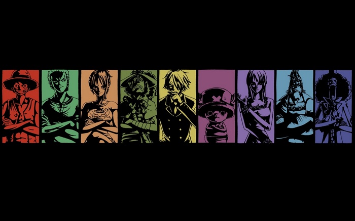 One Piece characters in colorful panels