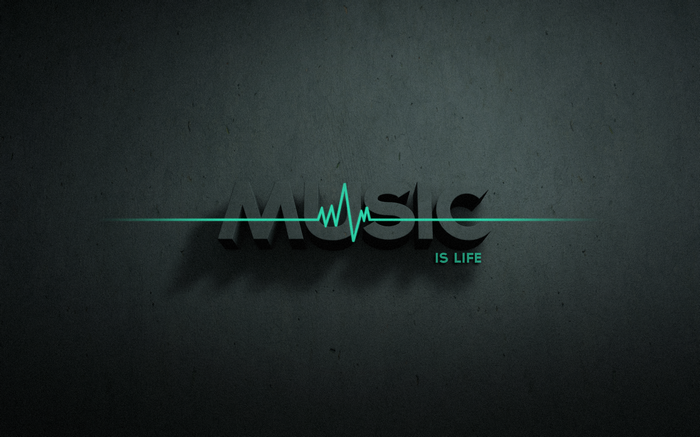 Music is Life typography with heartbeat line