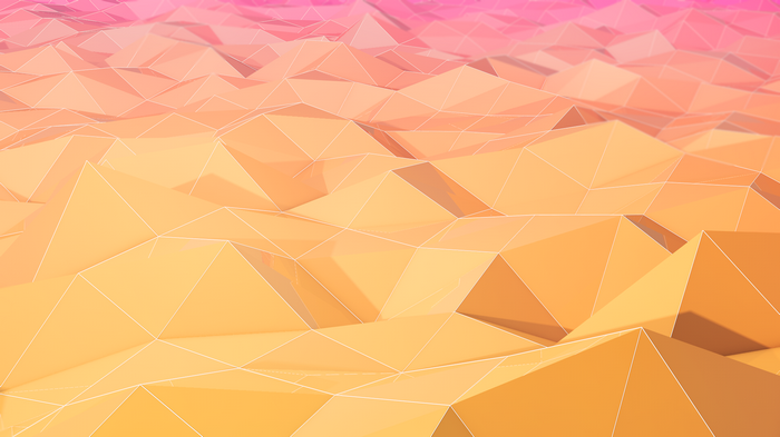 Low poly geometric landscape with pink and orange gradient