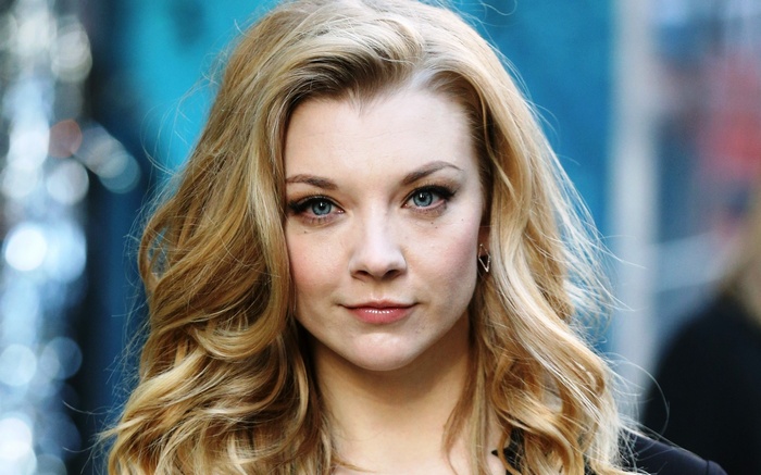 Natalie Dormer with blue eyes and blonde hair