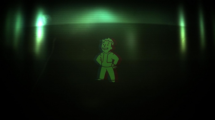 Vault Boy from Fallout on a green screen