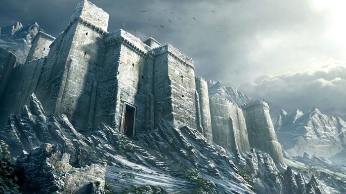 digital art, castle, snow, fantasy art