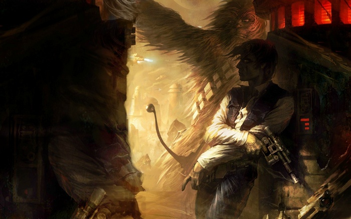 Han Solo and Chewbacca in Star Wars