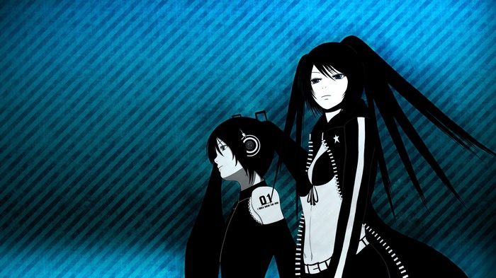 Anime girls with headphones, Black Rock Shooter