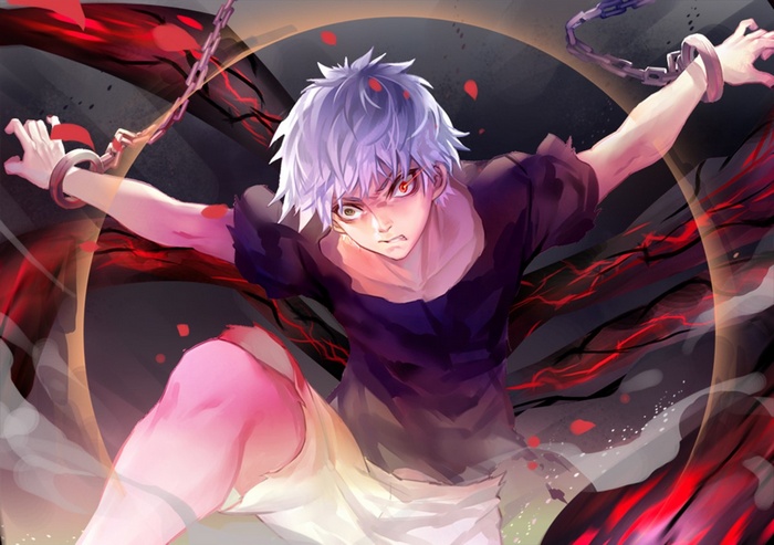 Kaneki Ken from Tokyo Ghoul with chains