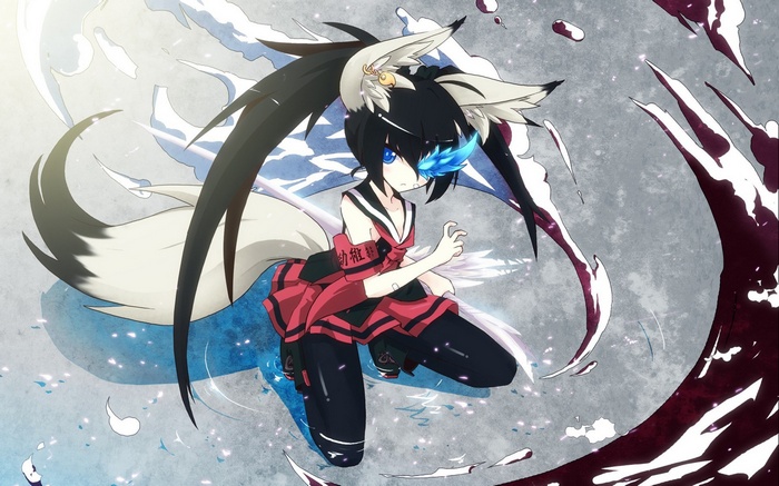 Anime girl with black hair and fox ears