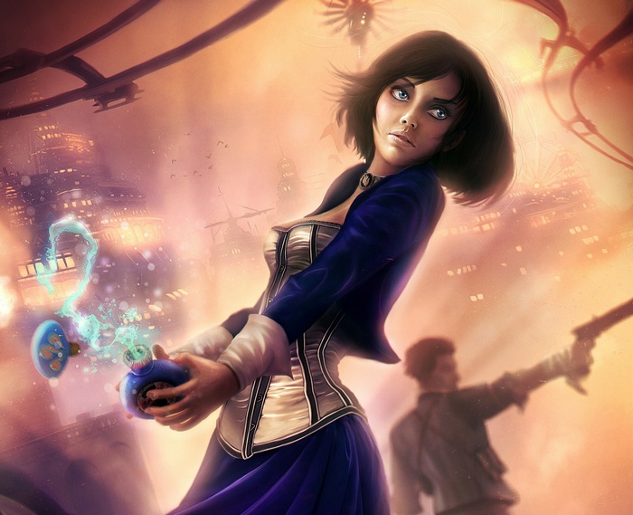 Elizabeth from BioShock Infinite with a bottle