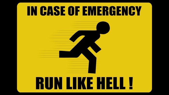In Case of Emergency Run Like Hell Sign