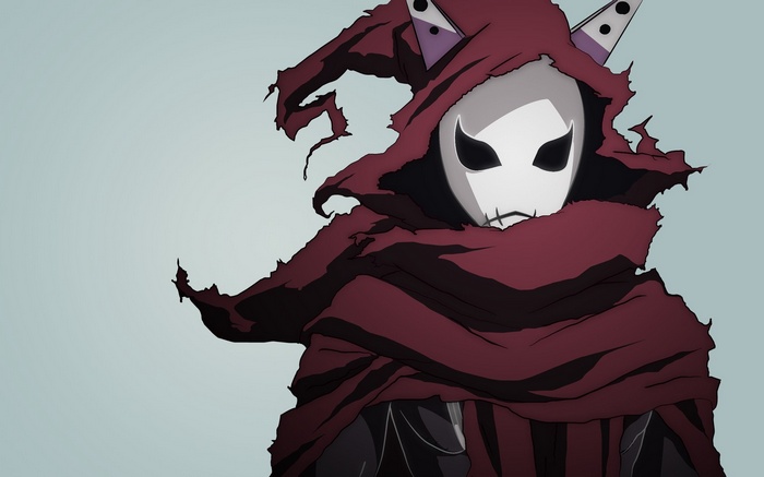 Yumekui Merry character with mask and red cloak