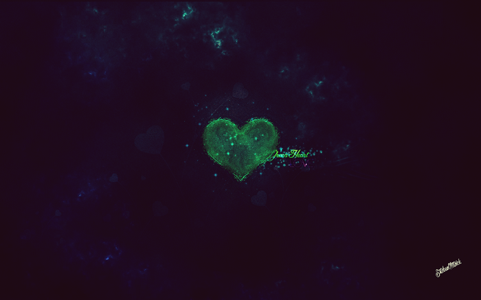 Green heart with text "Power Heart"