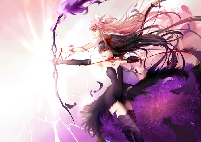 Madoka Magica: Madoka and Homura with Bow and Arrows