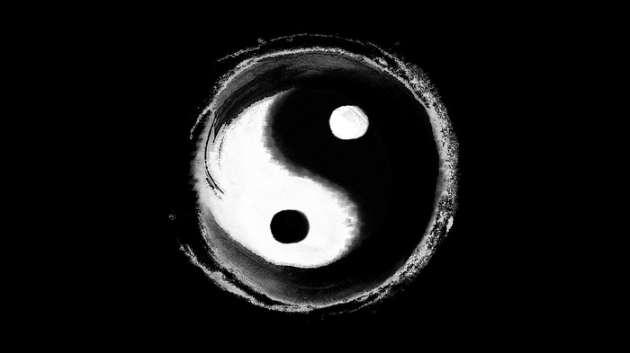 Yin and Yang symbol with brushstroke effect