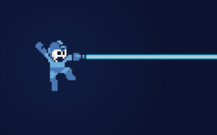 Mega Man firing a blue energy blast