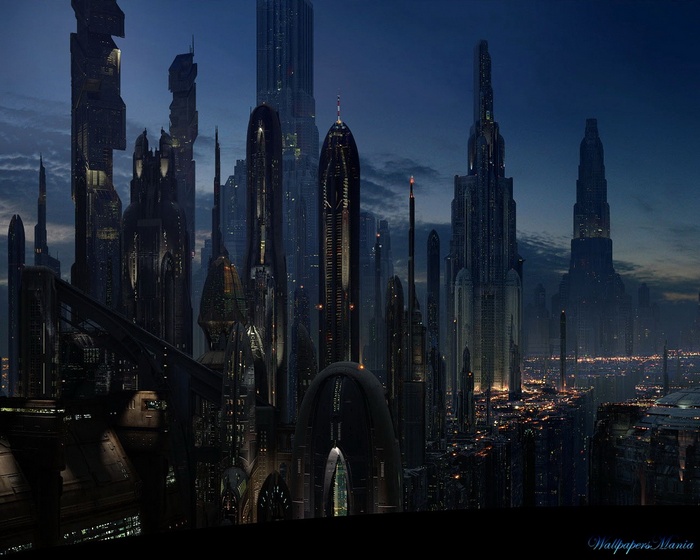 Star Wars Coruscant cityscape at night