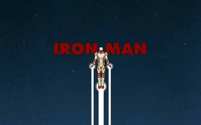 Iron Man flying with white lines