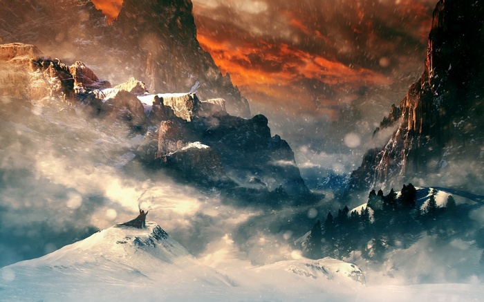 Fantasy Snow Mountain Landscape
