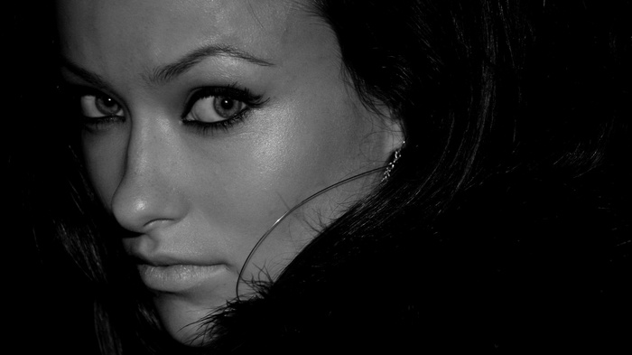 Monochrome portrait of Olivia Wilde