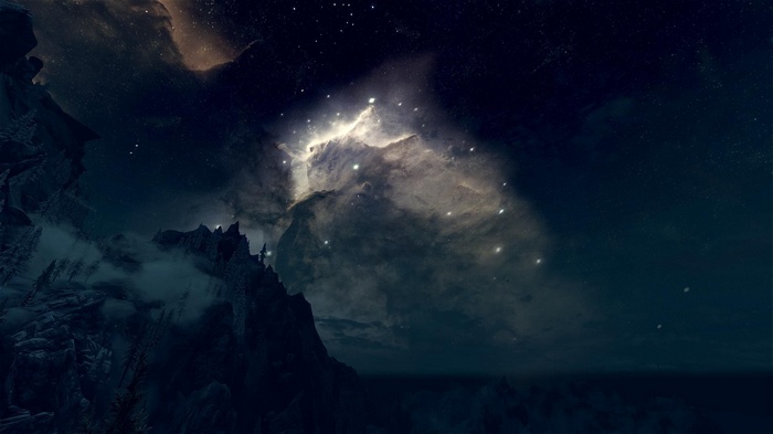 The Elder Scrolls V: Skyrim Night Sky with Nebula
