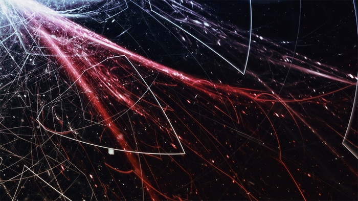 Abstract digital art with red and blue lights