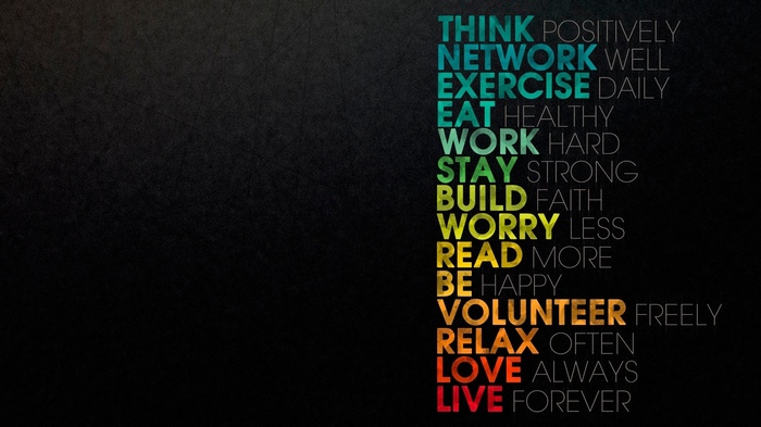Motivational quotes with colorful typography on a dark background