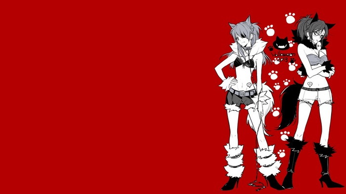 Two anime girls with dog ears and tails