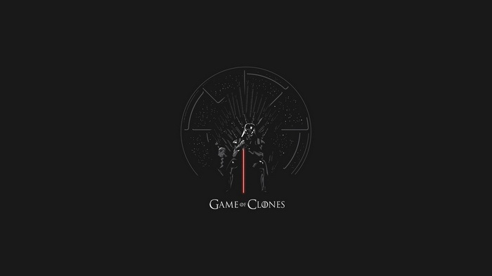 Darth Vader on the Iron Throne with Game of Clones text