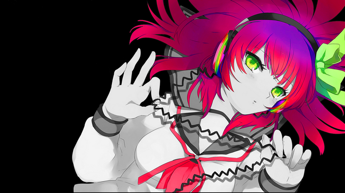 Nakamura Yuri with headphones and colorful hair