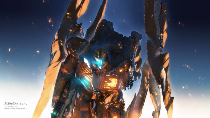 Aldnoah.Zero Mech in Fiery Landscape