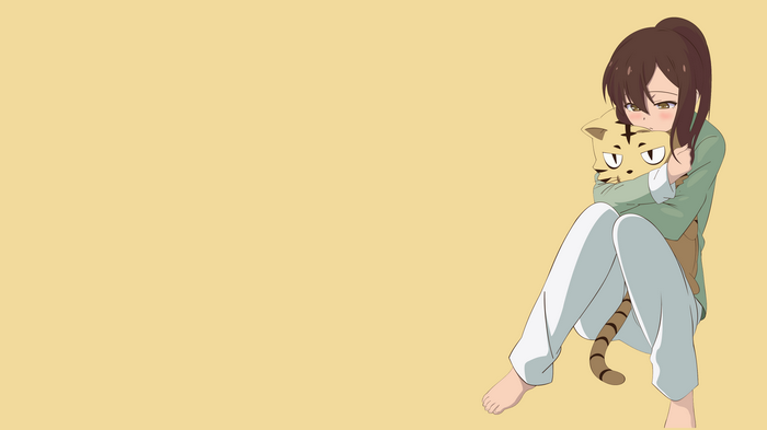 Aoyama Nanami hugging a stuffed tiger