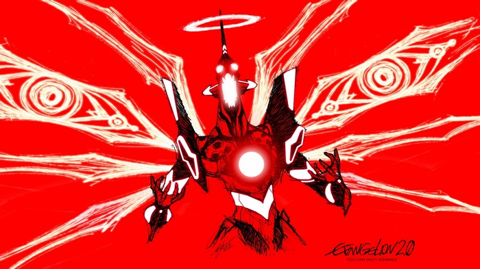 Evangelion Unit 01 with glowing wings