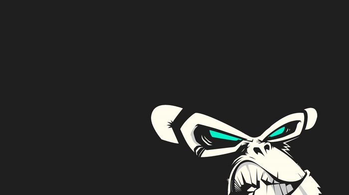 Minimalist artwork of an angry monkey face