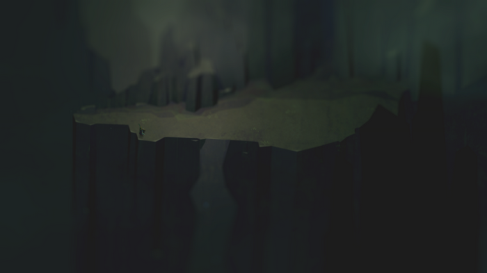 A dark, mysterious island in a video game