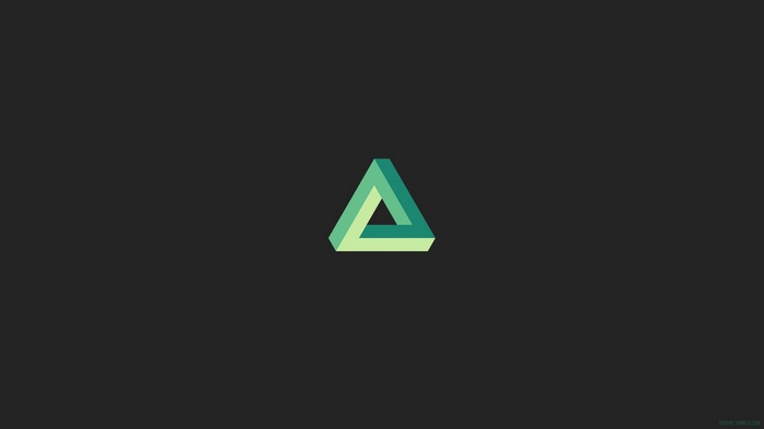 Penrose triangle on a dark gray background