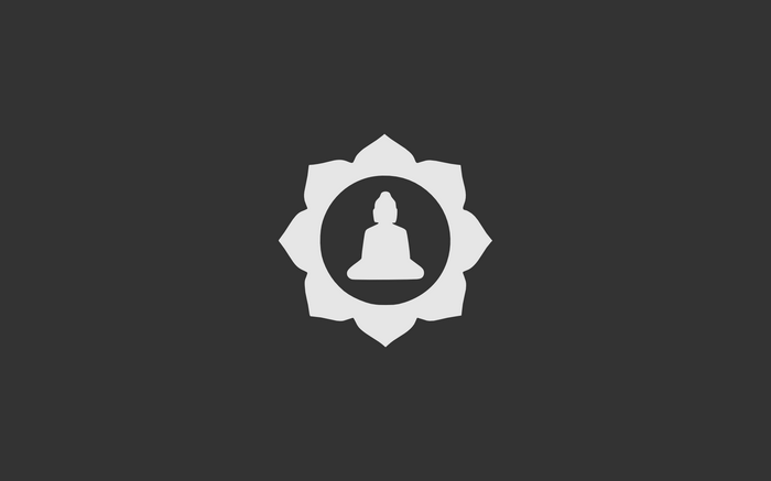 Minimalist Buddha icon within a lotus flower
