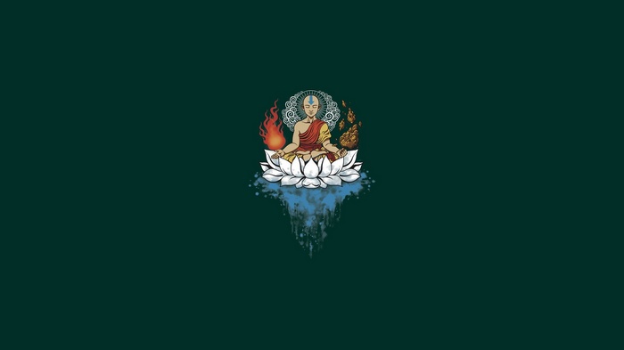 Aang meditating with the four elements