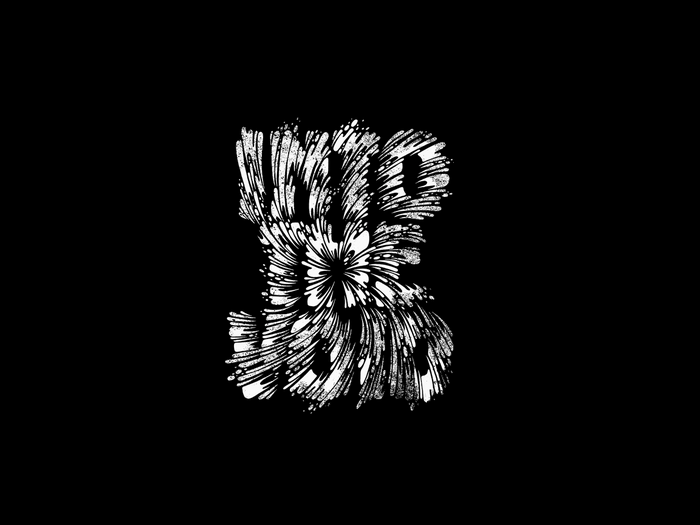 Abstract white typography on black background