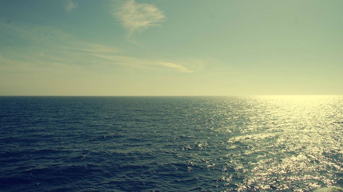 The sea and the horizon under a filtered sky