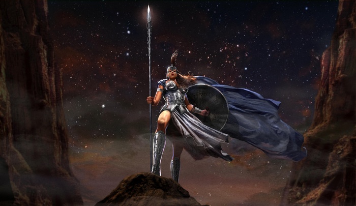Athena the warrior with a spear and shield