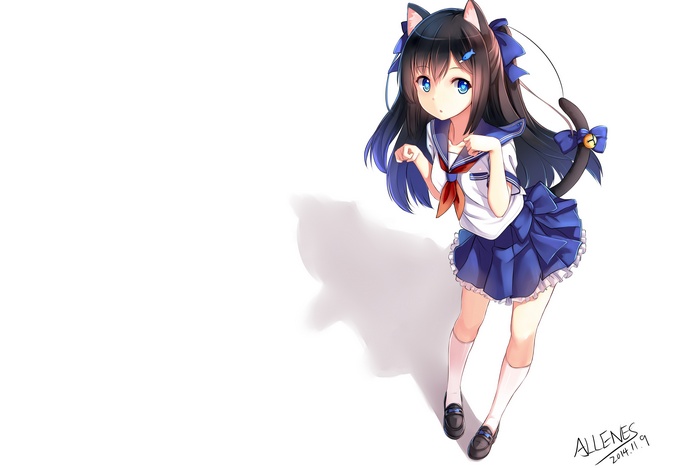 Anime Cat Girl in School Uniform