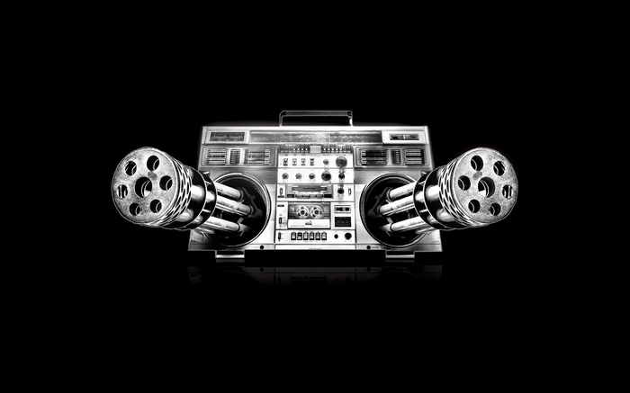 Boombox with Gatling guns