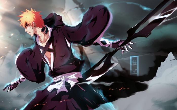Kurosaki Ichigo from Bleach with his Zanpakuto